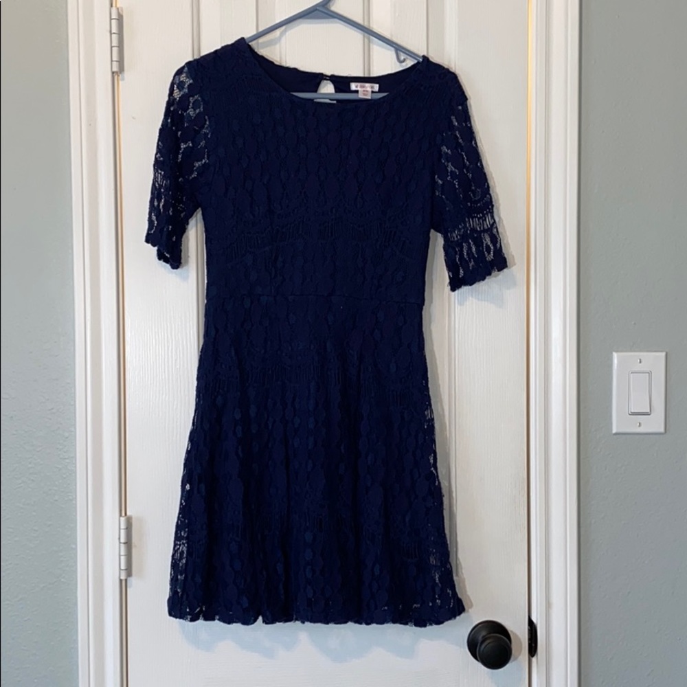 navy lace dress